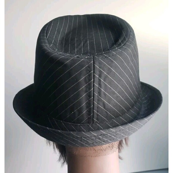 Men's Black Pinstriped Fedora Style Hat -  Size S/M - Picture 6 of 10